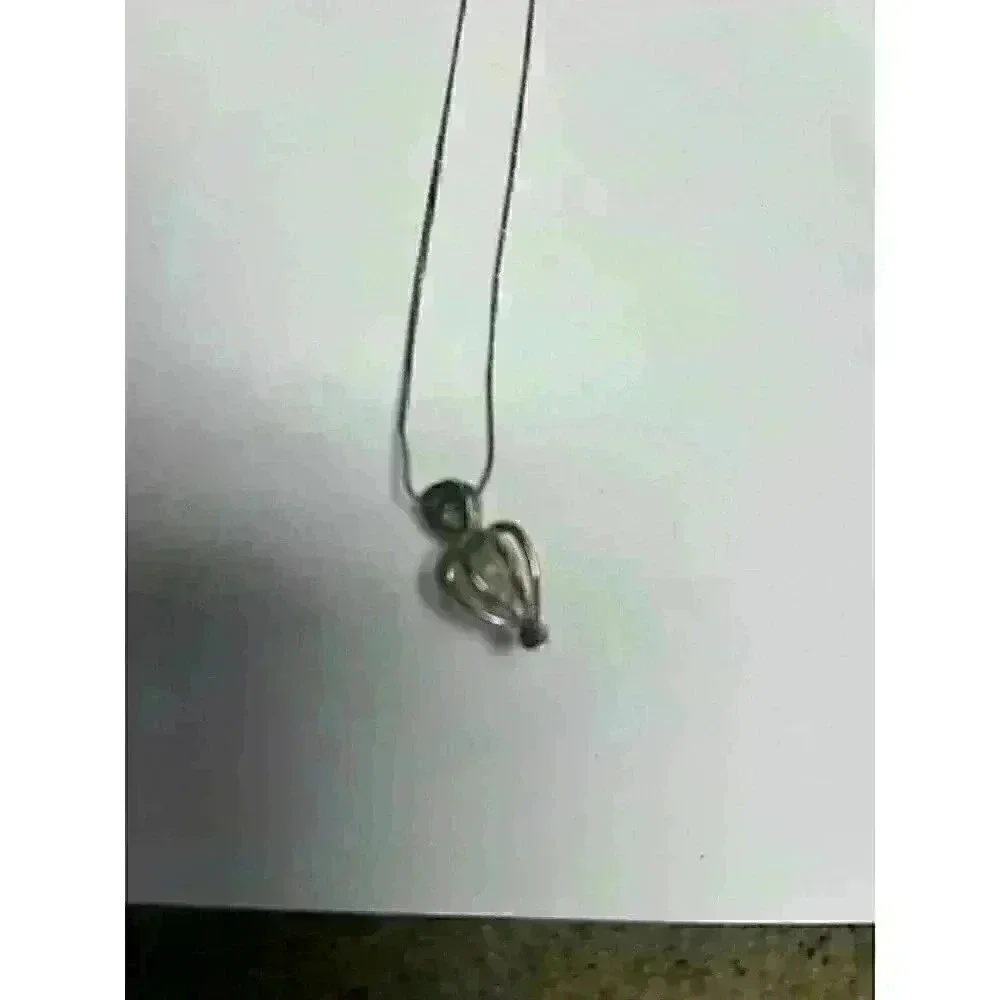 Vintage 925 Silver necklace with caged pearl